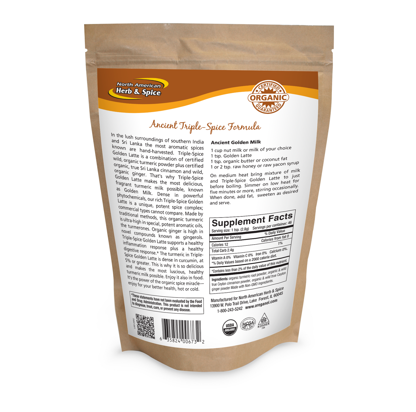 Triple Spice Latte Golden Milk Mix - Turmeric, Cinnamon, Ginger
